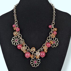 (2/$20) Pink Floral Cut Out Necklace